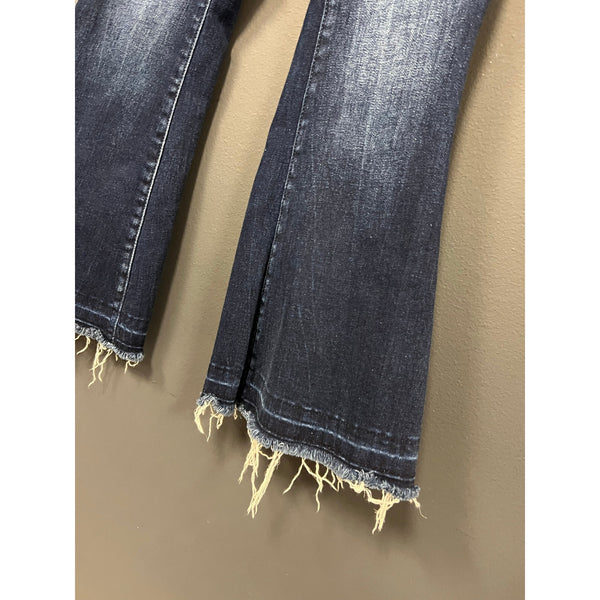 BKE Youth Dark Wash Raw Hem Flare Jeans Size 10