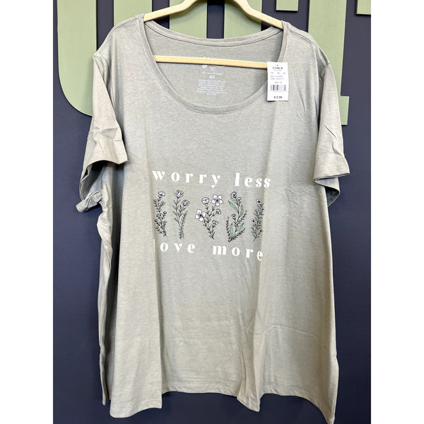 NWT Worry Less Love More Sage Graphic Tee Size 4XL