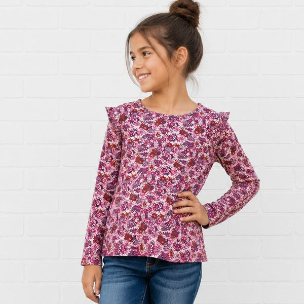 365 Kids Girls Purple Floral Top Size 7