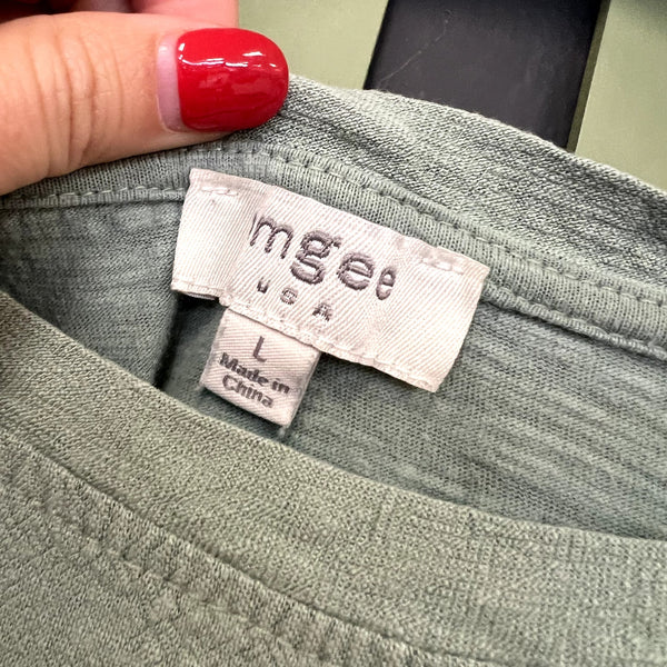 Umgee Sage Green Boho Asymmetrical Blouse Size Large