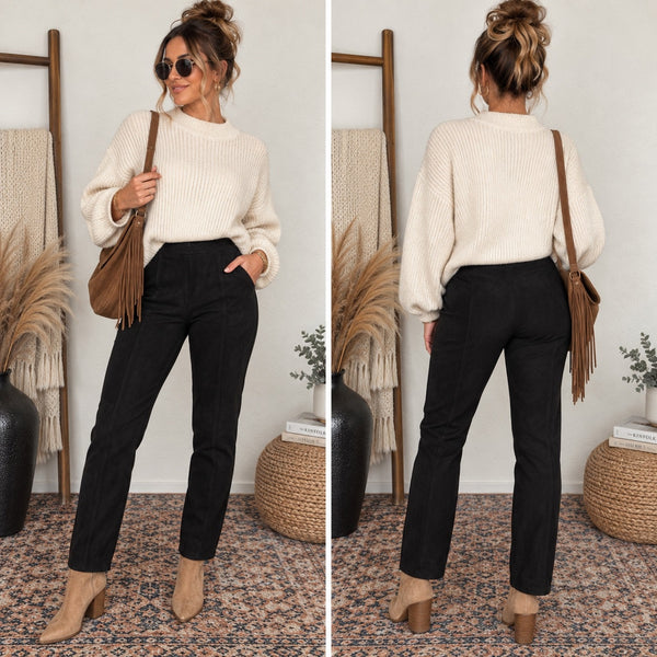 Anna & Ava Suede Black Pencil Leg Pants Size Small