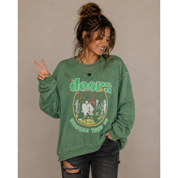 The Doors Distressed Green Band Sweatshirt Size Large