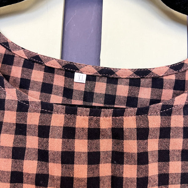 Women's Gingham Brown & Black Plaid Two Piece Set Size XL