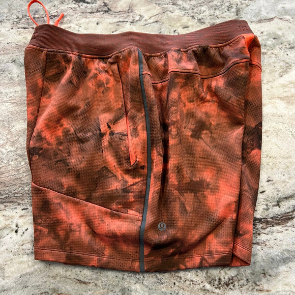 Lululemon Men's Orange + Brown Athletic Shorts Size XL