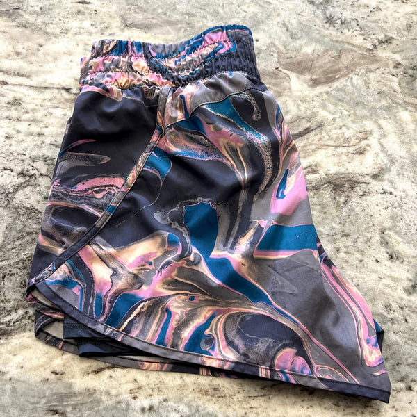 Avia Pink + Blue Watercolor Athletic Shorts Size XXL