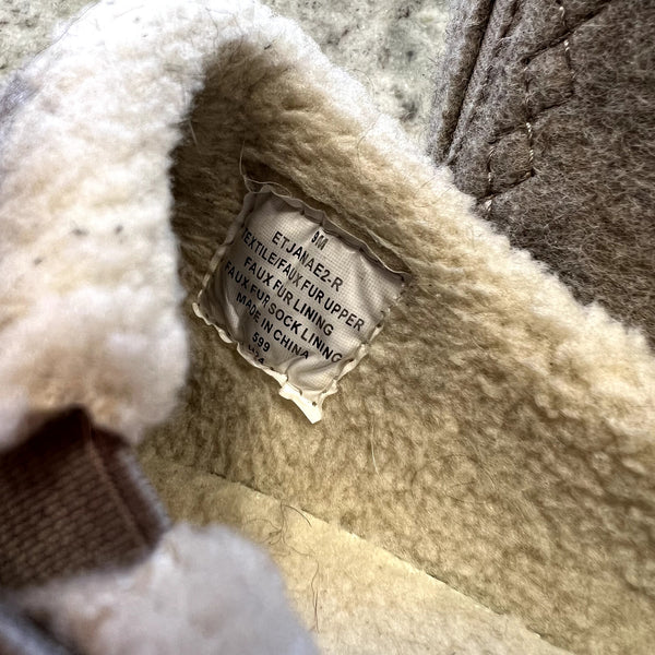 Earth Origins Light Brown Felt Faux Fur Lined Casual Slip Ons Size 9