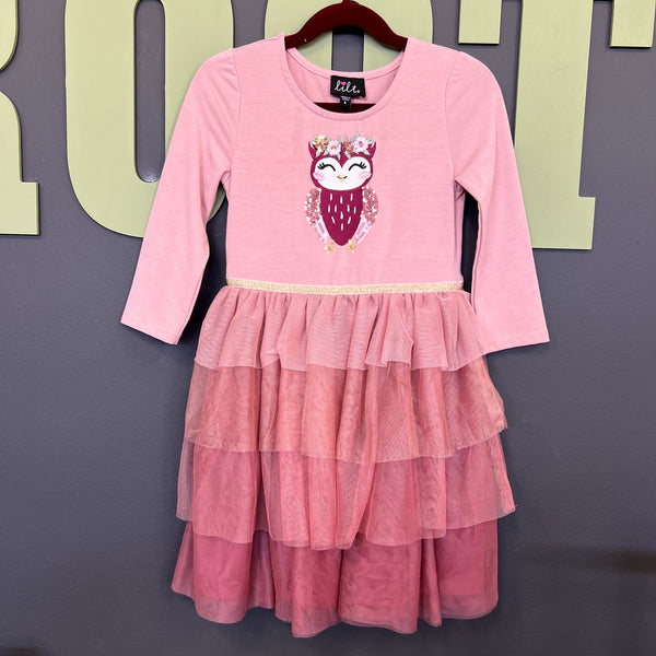 Lilt Tulle Tiered Owl Dress Girls Size 6