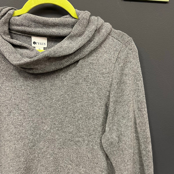 Stylus Gray + Black Asymmetrical Turtleneck Sweater Size XL