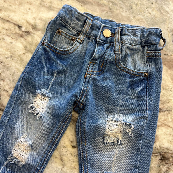 Kidscool Place Distressed Medium Wash Denim Jeans 6-12 Mo