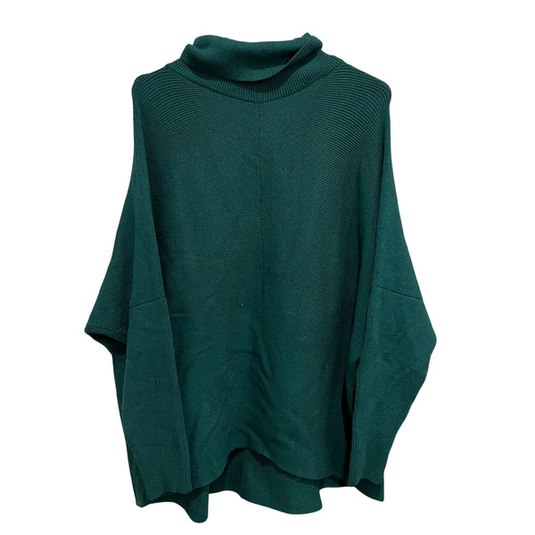 Hunter Green Oversized Turtleneck Dolman Sleeve Ribbed Sweater Medium