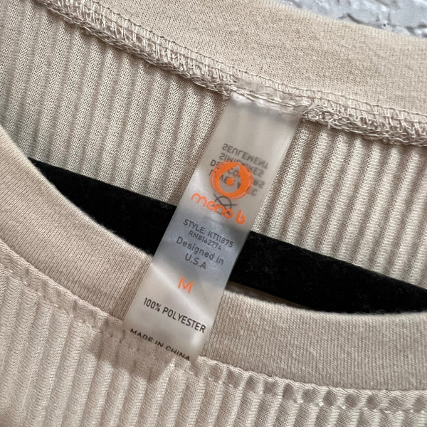 Mono B Tan Layering Ribbed Muscle Workout Tank Top Medium