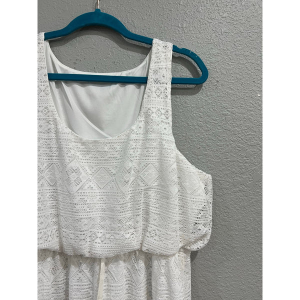 Maurice's White Lace Aztec Print Sleeveless Maxi Dress 1XL