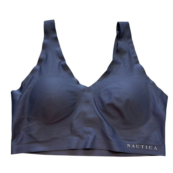 Nautica Intimates Perforated Padded Navy Blue Sports Bra – Large