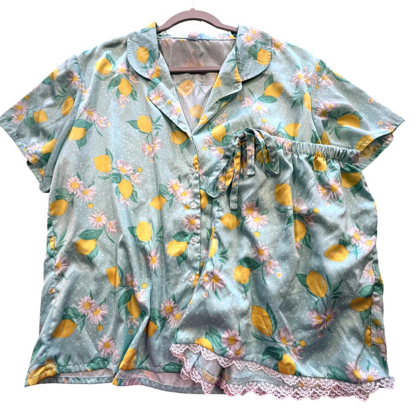 Flora Light Blue Lemon Pajama Set Size XL