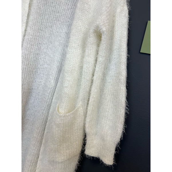 Magnolia Ivory Plush Long Open Knit Cardigan Size Medium