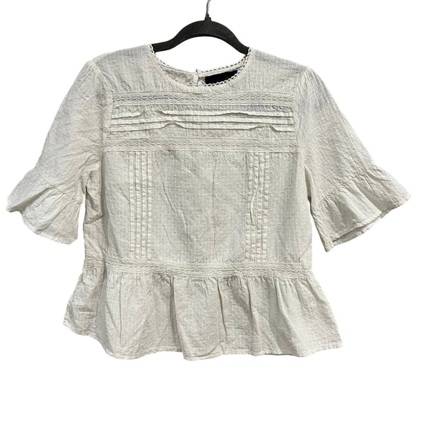 Blue Rain Boutique Lace Peplum White Blouse Size Medium