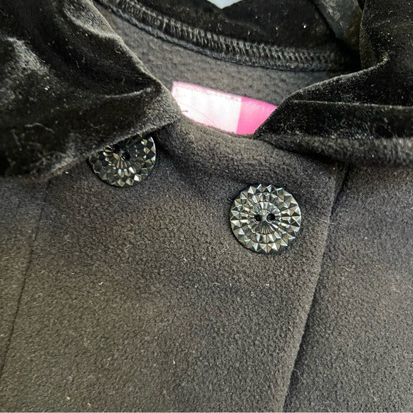 Goodlad Girls Fleece + Velvet Double Breasted Black Bow Peacoat Size 6