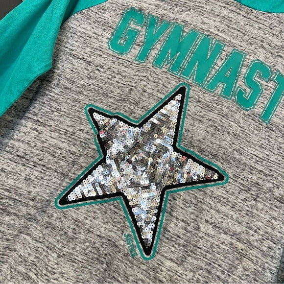 Justice Active Gymnast Sequin Hooded Pullover Top Size 18/20