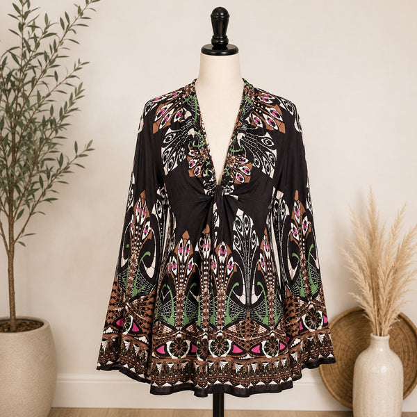 Holly Morgan Boho Long Sleeve Silk Dress Size 4
