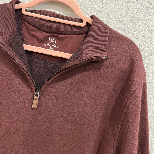 George Quarter Zip Maroon Fleece Pullover Men's Large