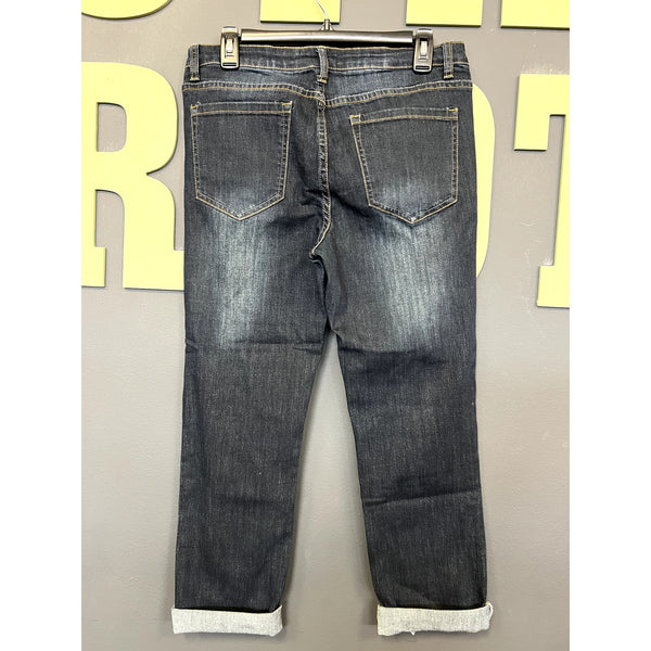 Mind Code Dark Wash Distressed Straight Leg Jeans Size 11