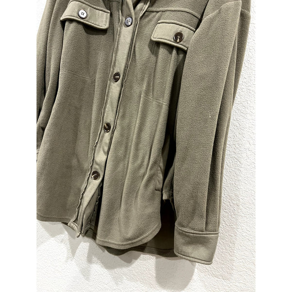 La Miel Boutique Soft Fleece Button Down Gray Shacket Small