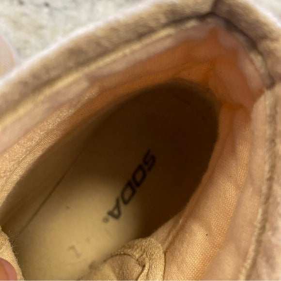 Soda Tan Ankle Lace Up Combat Moto Boots Size 8.5