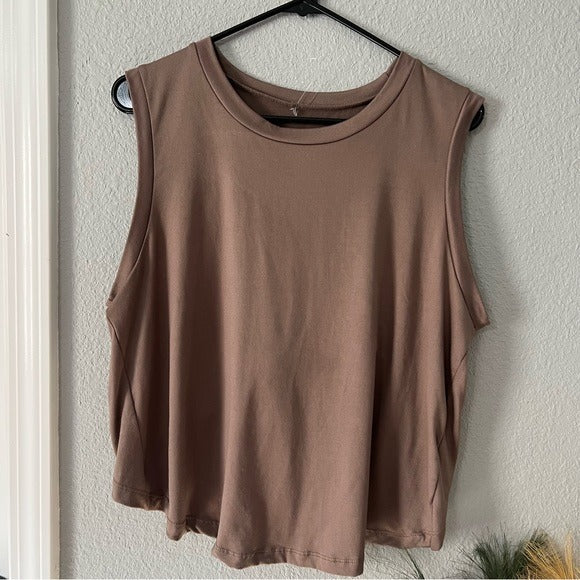 Lovers of hYOUmanity Brown Open Back Tank Large