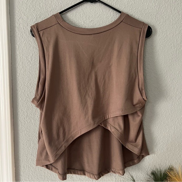 Lovers of hYOUmanity Brown Open Back Tank Large