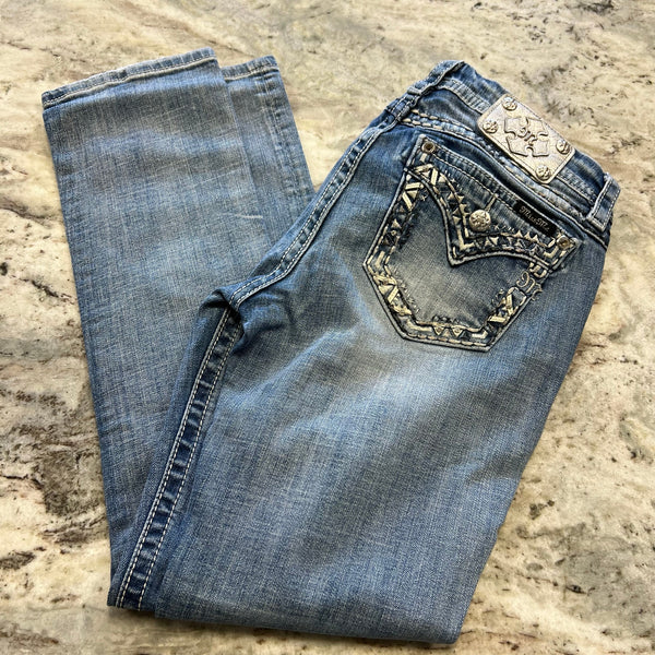 Miss Me Embellished Pocket Signature Straight Leg Jeans Size 30