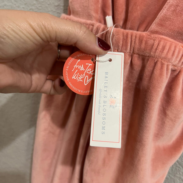 NWT Bailey's Blossoms Velour Pink Flare Leg Overalls Size 4T