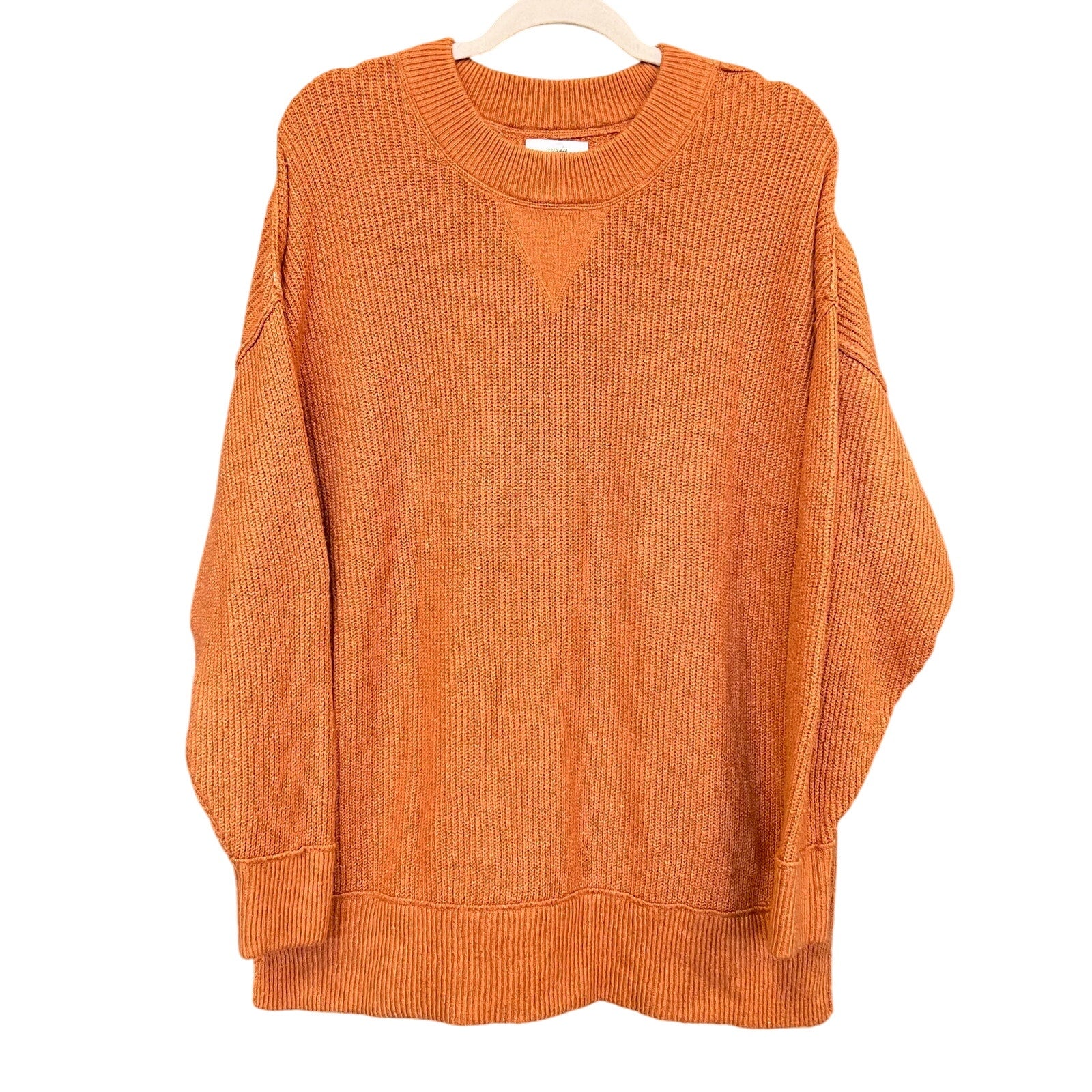 Aerie Burnt Orange Ribbed Oversized Crew Neck Sweater Small