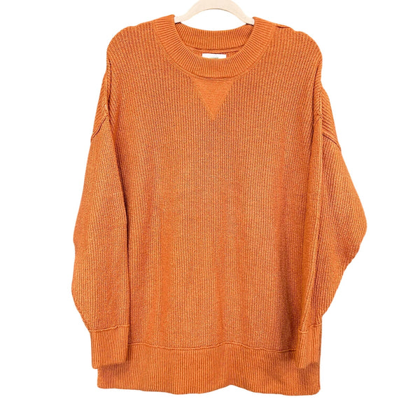 Aerie Burnt Orange Ribbed Oversized Crew Neck Sweater Small