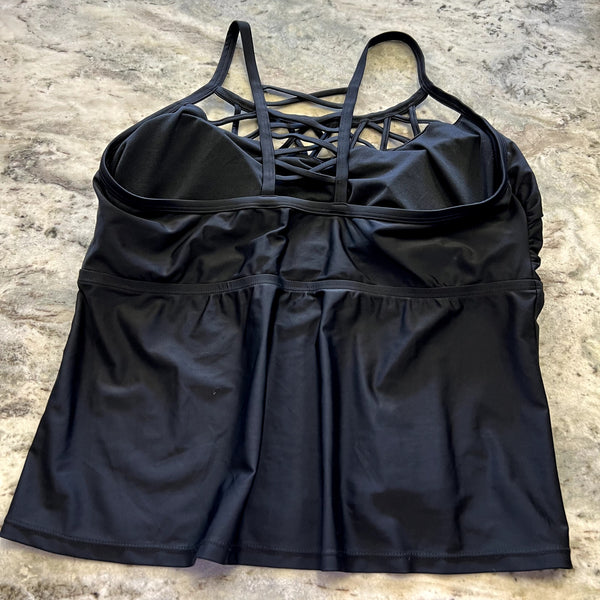 NWT Black Cage Style Tankini Top Size 1XL