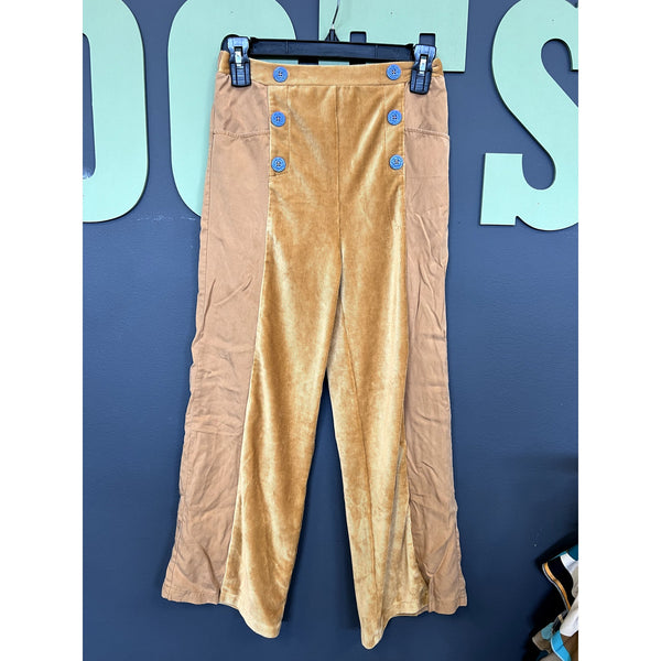 NWOT Finding Foxtale Mustard Mixed Pattern Wide Leg Pants Size Youth 10