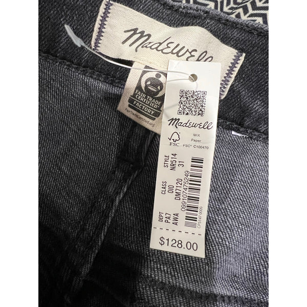 NWT Madewell Mid Rise Stovepipe Black Jeans Size 31