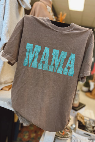 Mama Espresso + Turquoise Glitter CC Tee