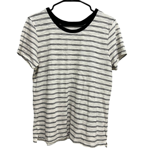 Old Navy Black + White Striped Top Large