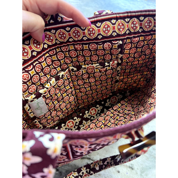 Vera Bradley Burgundy Medallion Quilted Tote Bag