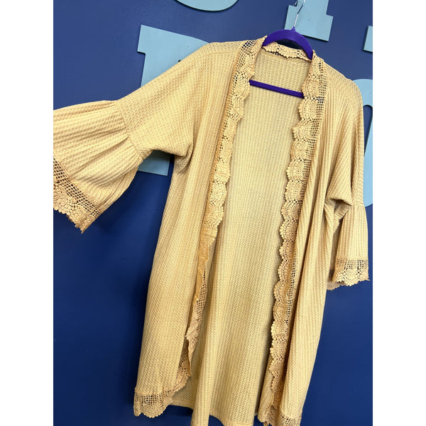 Women's Mustard Knit Flare Sleeve Cardigan Size Medium