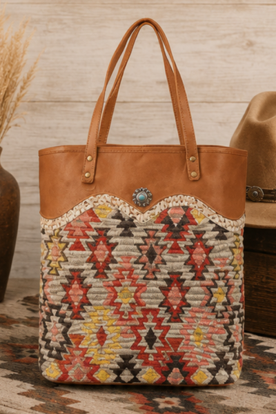 Desert Bloom Aztec Canvas Tote Bag