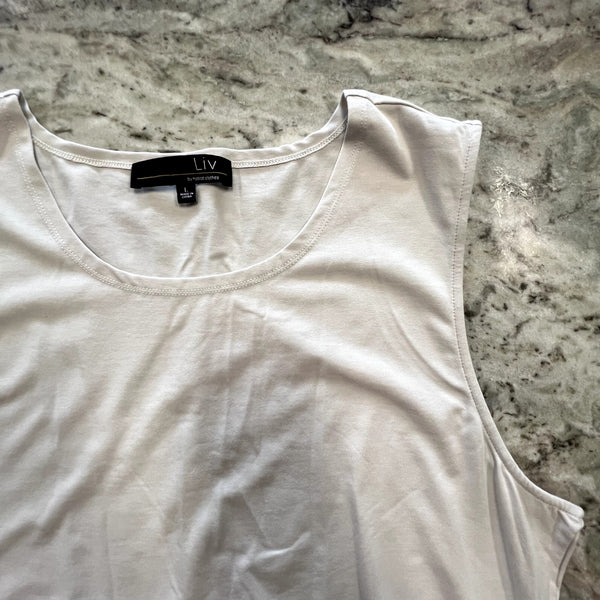 Liv by Habitat Clothing White Ruched Tank Top Size Large