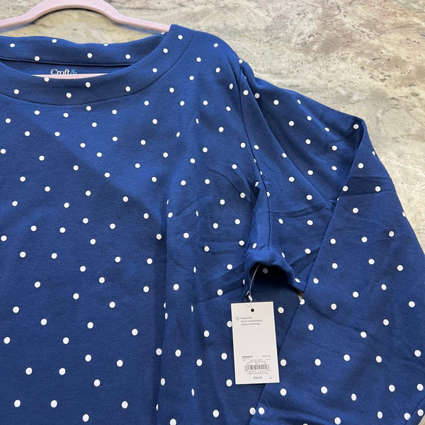 NWT Croft & Borrow Navy Polka Dot Blouse Size 3XL