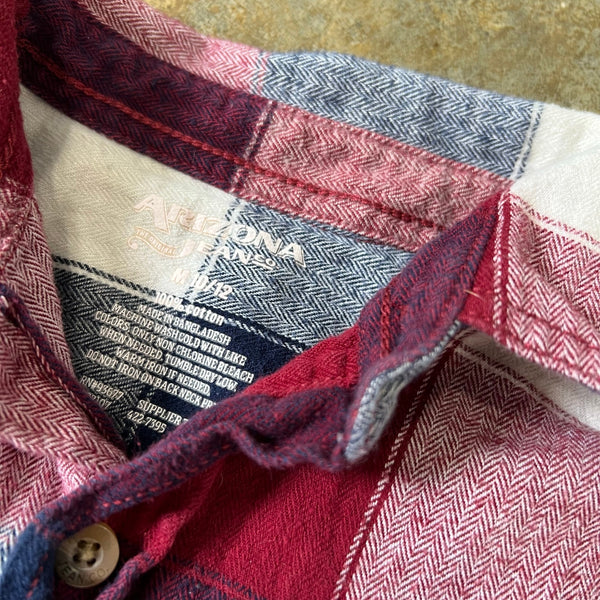 Arizona Jeans Boys Red + Blue Plaid Flannel Size M (10/12)