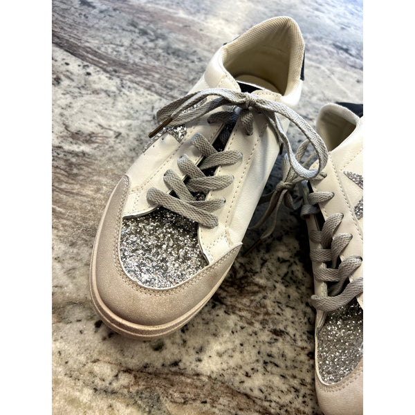 Women's Silver Glitter Star Sneakers Size 10