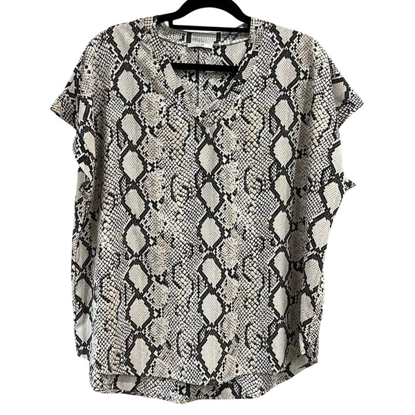 Jodifl Boutique Snake Print V-Neck Flowy Boxy Blouse Large