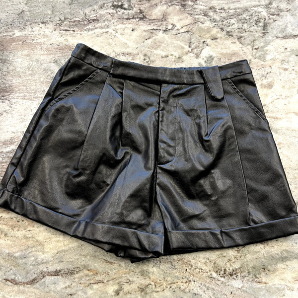 Women's Black Faux Leather Shorts Size Medium