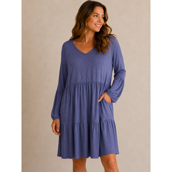 Sherosa Blue Tiered Mini Dress Size Large