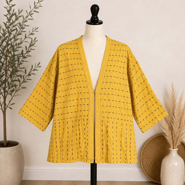 Pure Jill by J.Jill Goldenrod Kantha-Stitched Kimono Jacket Medium