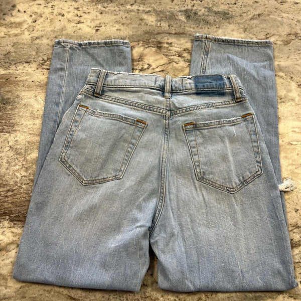 Abercrombie & Fitch Ankle Straight Ultra High Rise Light Wash Distressed Jeans 2